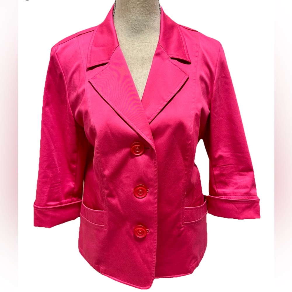 Tribal Pink Blazer Jacket 10 Button Front Business Casual Career Festive Party